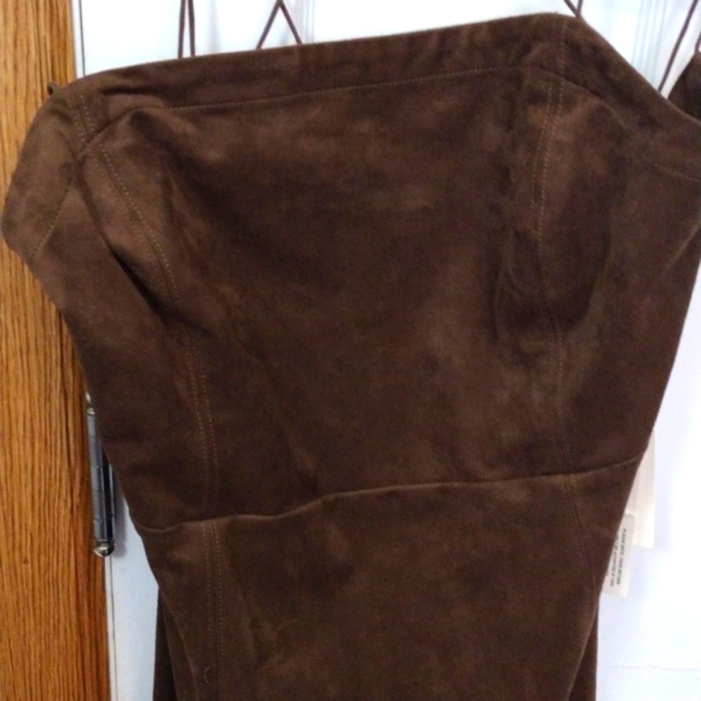 Anthropologie Strappy Brown Faux Suede Midi Dress Size 16 - NWT - Picture 8 of 13
